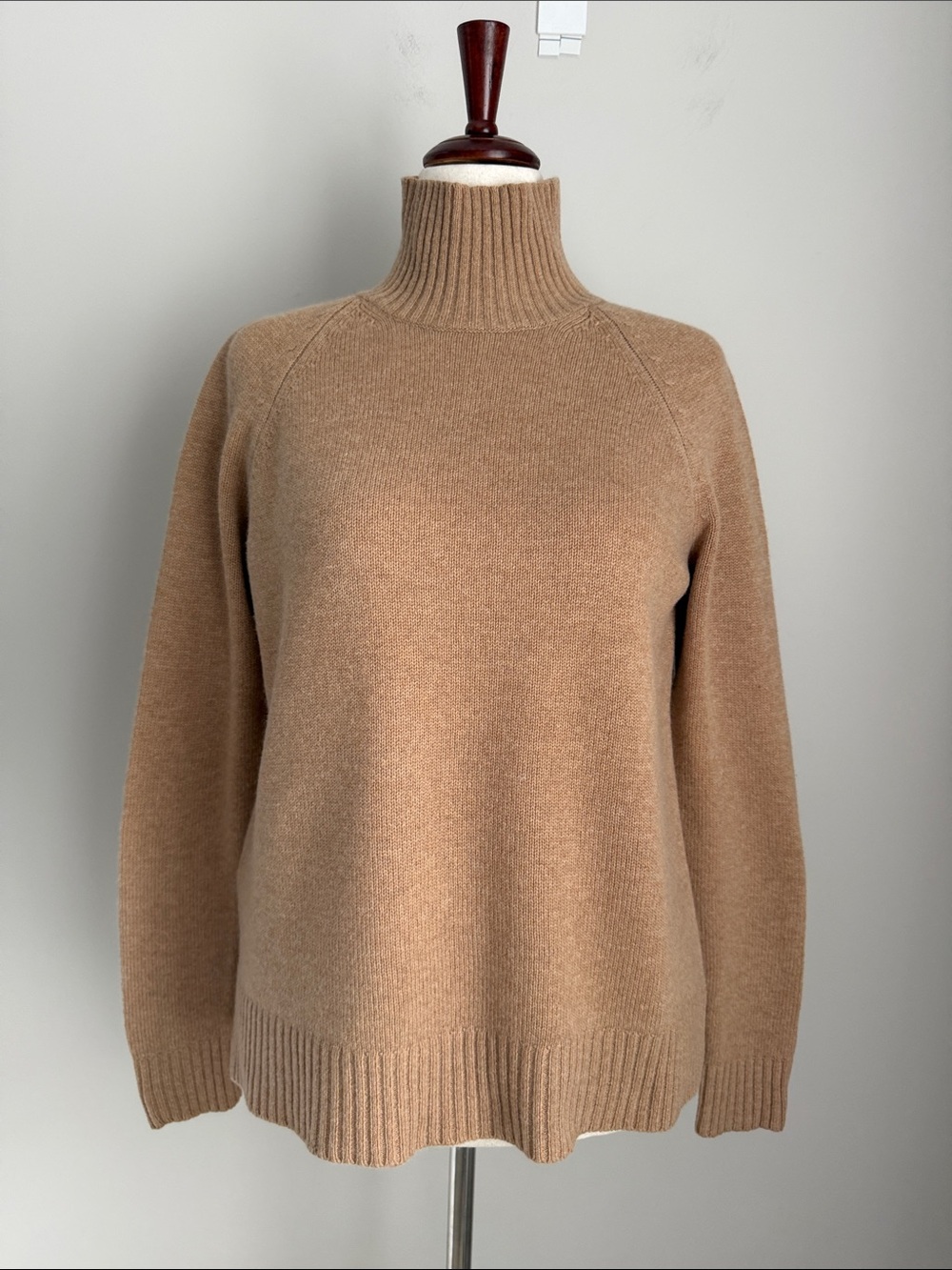 Ann Taylor Wool Cashmere Mock Neck Oversized Sweater Camel Tan Size Small